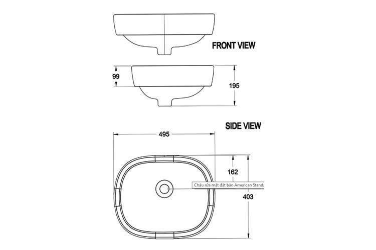 Lavabo để bàn American Standard 0950-WT