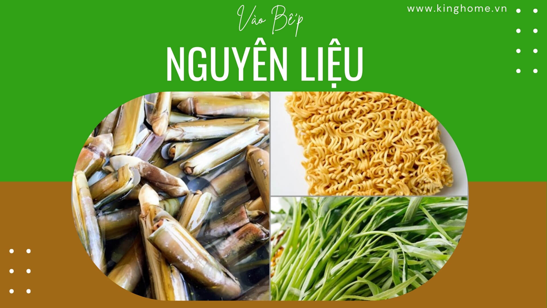 Nguyên liệu Ốc móng tay xào mì rau muống