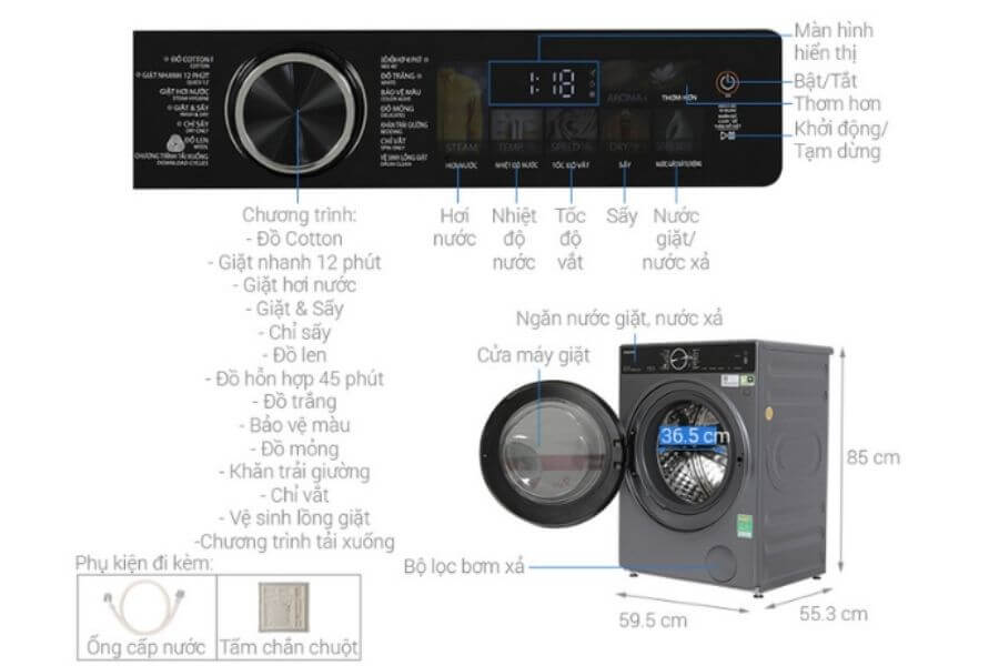 Máy giặt cửa trước 10.5 kg Toshiba TW-T25BU115MWV(MG)