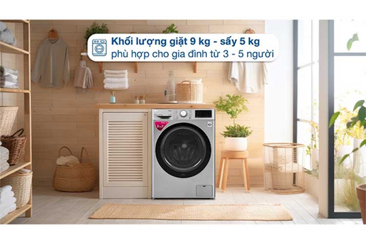 Máy giặt sấy LG 9/5 kg FV1409G4V