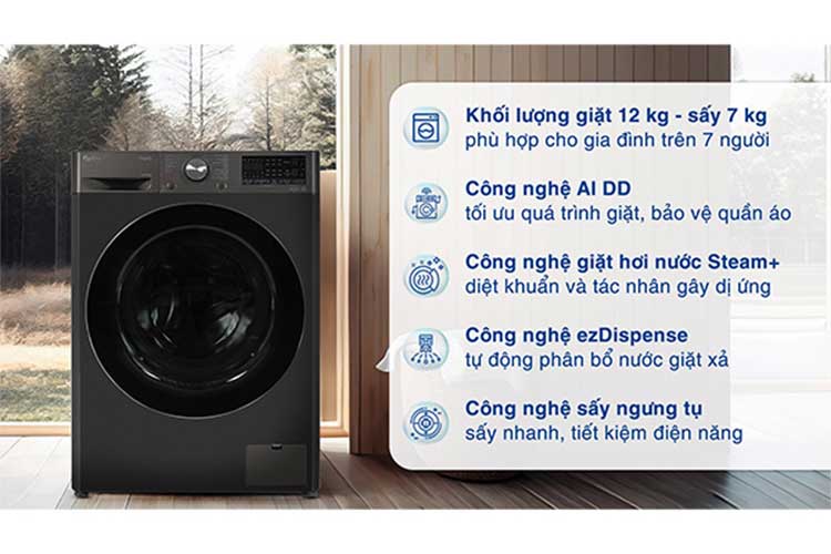 Máy giặt sấy LG 12/7 kg FV1412H3BA