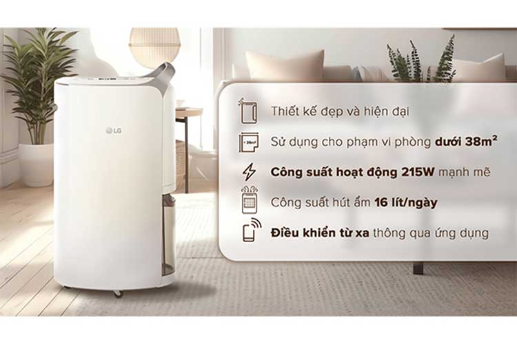 Máy hút ẩm LG Dual Inverter 16 Lít MD16GQSE0