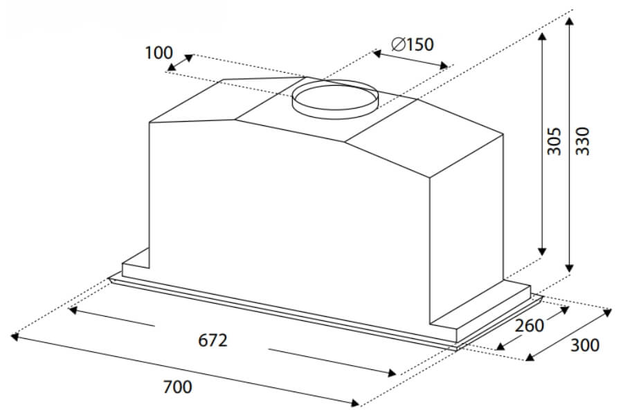 Máy hút khói khử mùi âm tủ Bertazzoni KIN70MOD1XB