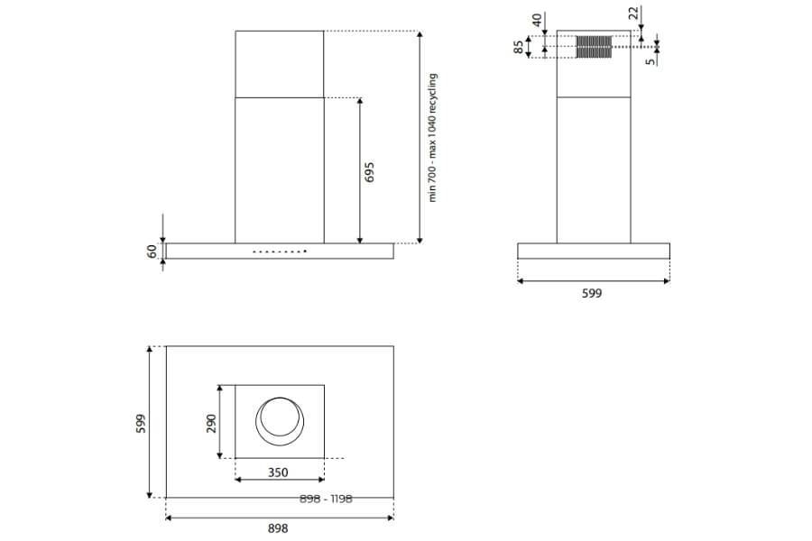 Máy hút khói khử mùi Bertazzoni KTI120P1AXT