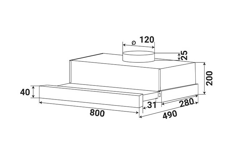 Máy hút mùi âm tủ Kaff KF-TL1008B