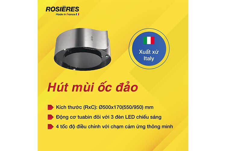 Máy hút mùi ốc đảo Φ50cm Rosieres RDL910IN