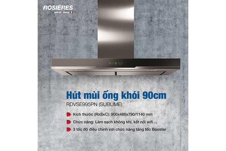 Máy hút mùi ống khói 90cm Rosieres RDVSE995PN