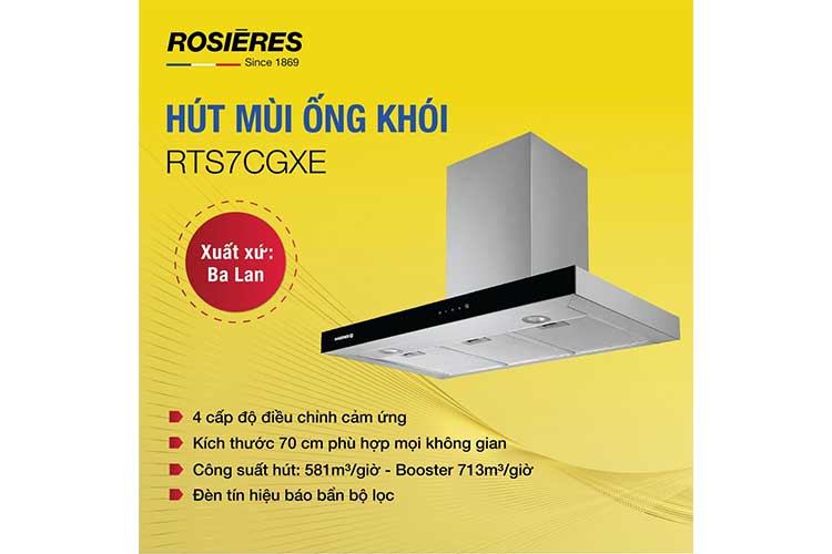 Máy hút mùi ống khói 70cm Rosieres RTS7CGXE