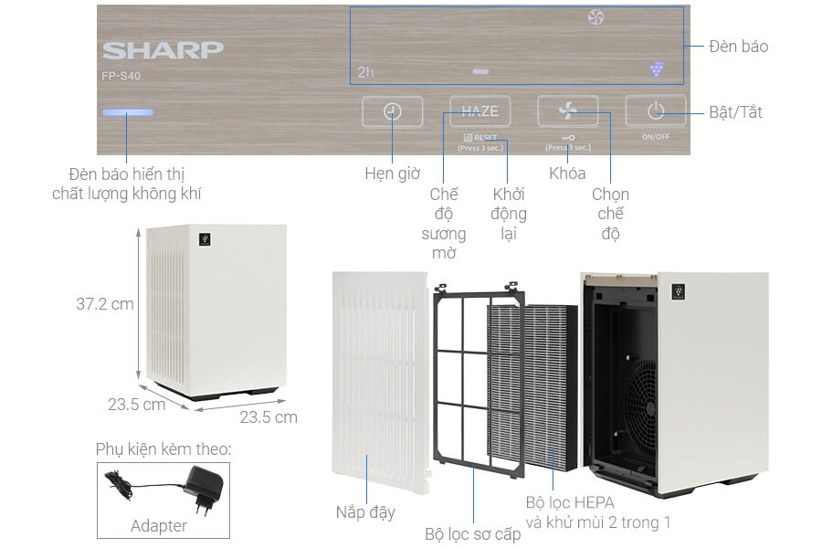 Máy lọc không khí Sharp FP-S40V-W 23W