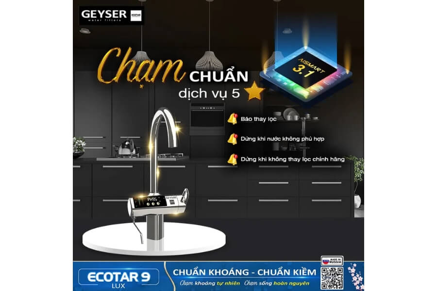 Máy lọc nước ion kiềm giàu hydro Geyser Ecotar 9 Lux