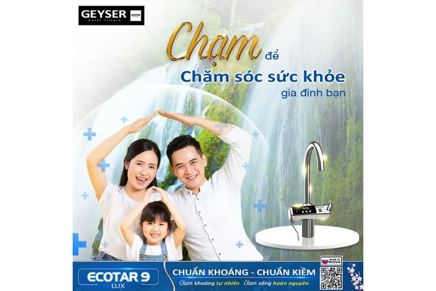 Máy lọc nước ion kiềm giàu hydro Geyser Ecotar 9 Lux