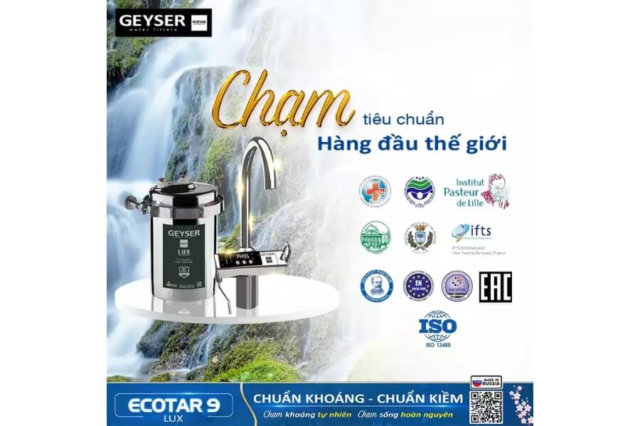 Máy lọc nước ion kiềm giàu hydro Geyser Ecotar 9 Lux