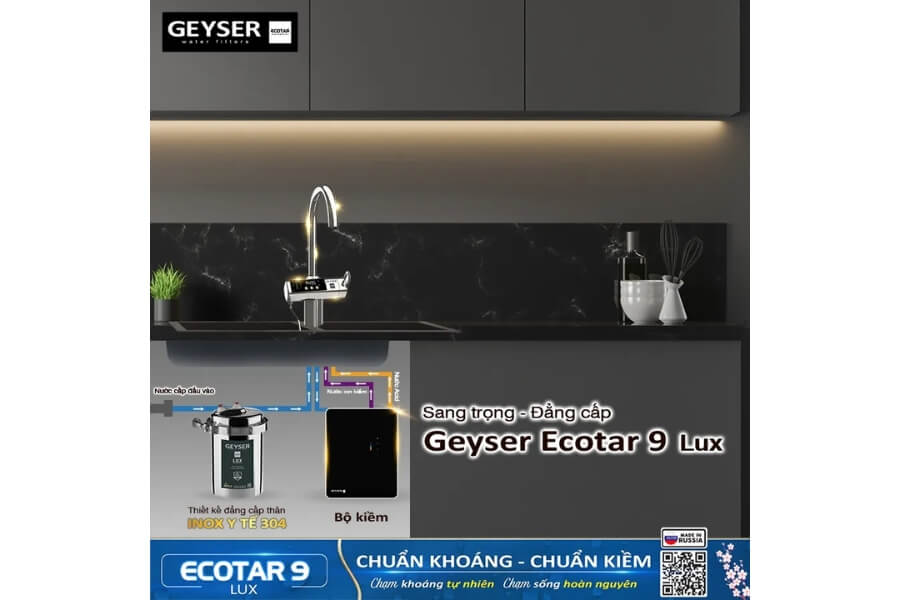 Máy lọc nước ion kiềm giàu hydro Geyser Ecotar 9 Lux