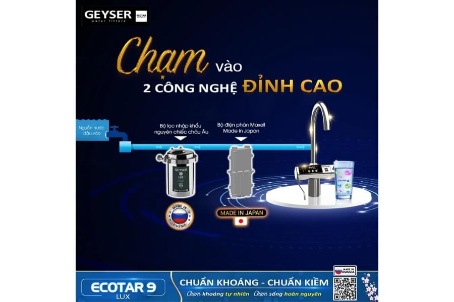 Máy lọc nước ion kiềm giàu hydro Geyser Ecotar 9 Lux