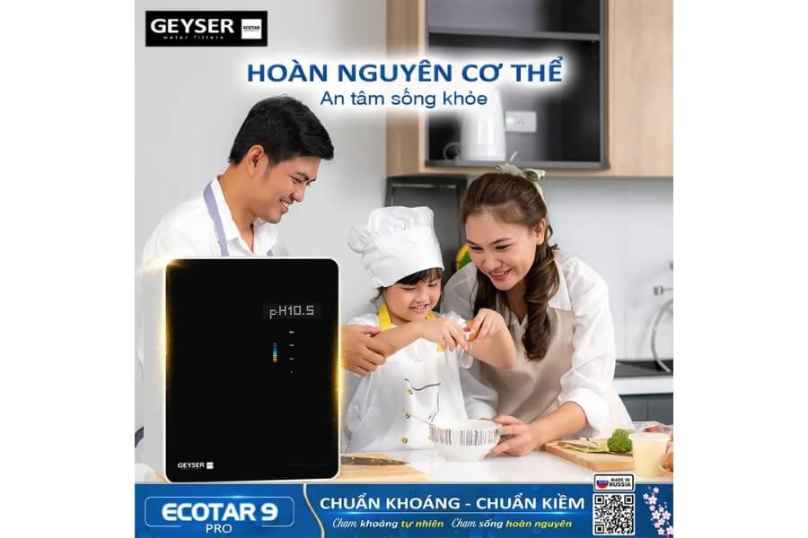 Máy lọc nước ion kiềm giàu hydro Geyser Ecotar 9 Pro