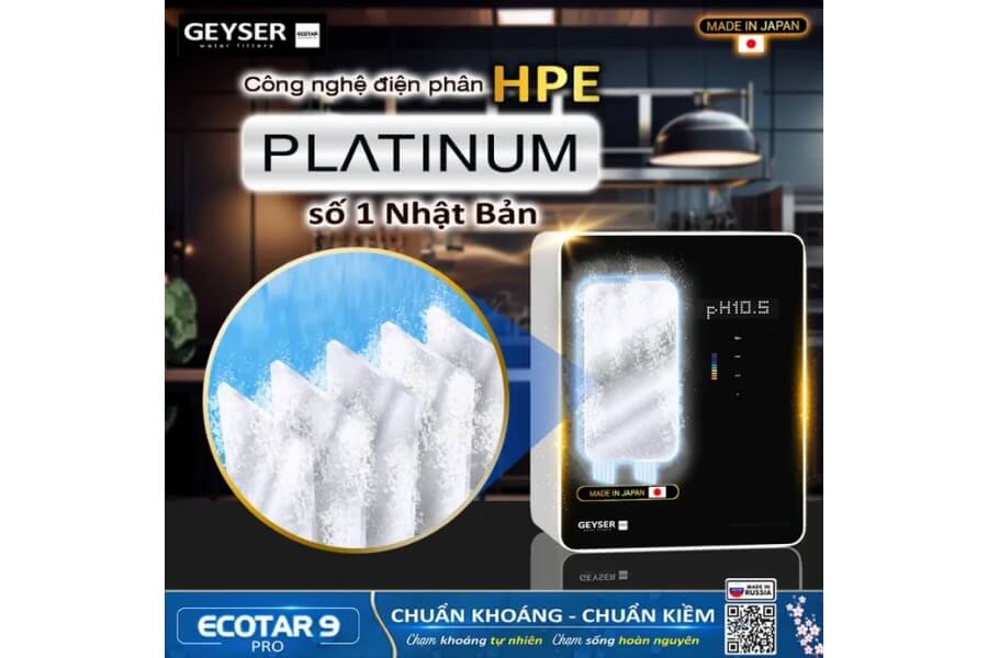 Máy lọc nước ion kiềm giàu hydro Geyser Ecotar 9 Pro