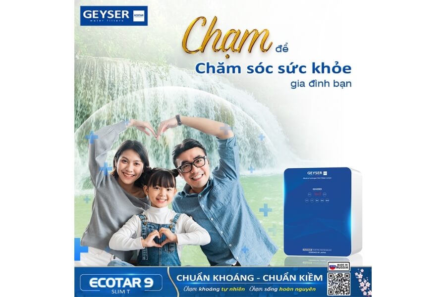 Máy lọc nước ion kiềm giàu hydro Geyser Ecotar 9 Slim T