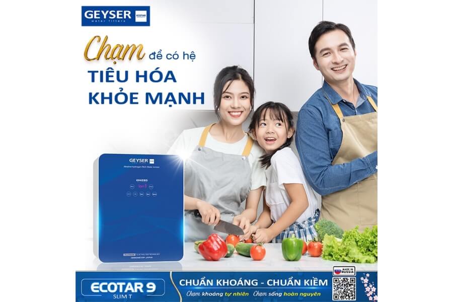 Máy lọc nước ion kiềm giàu hydro Geyser Ecotar 9 Slim T