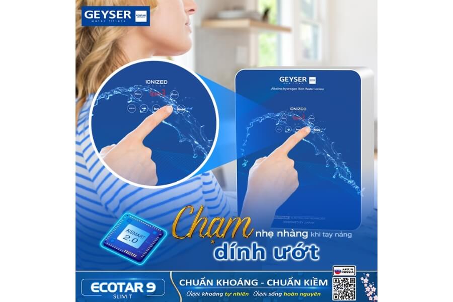 Máy lọc nước ion kiềm giàu hydro Geyser Ecotar 9 Slim T