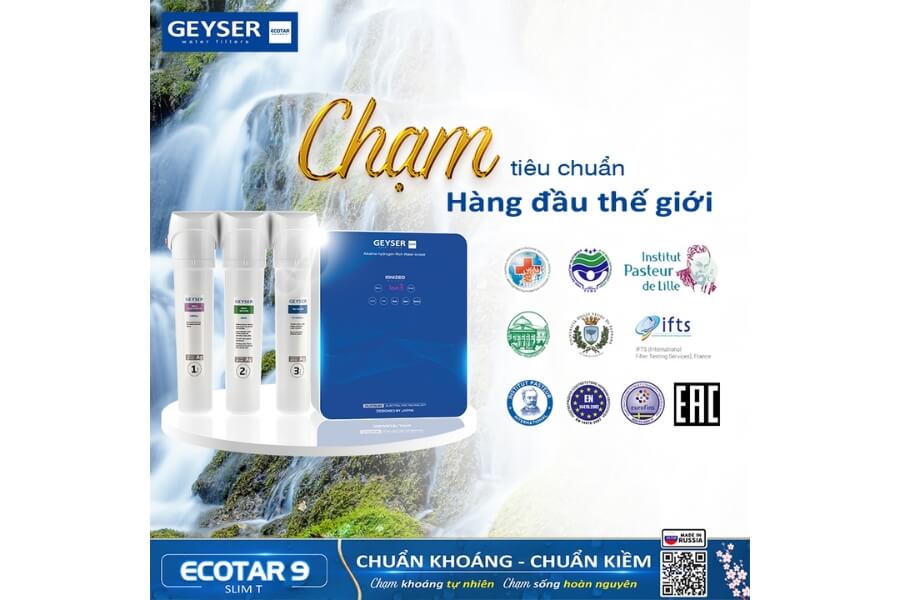 Máy lọc nước ion kiềm giàu hydro Geyser Ecotar 9 Slim T