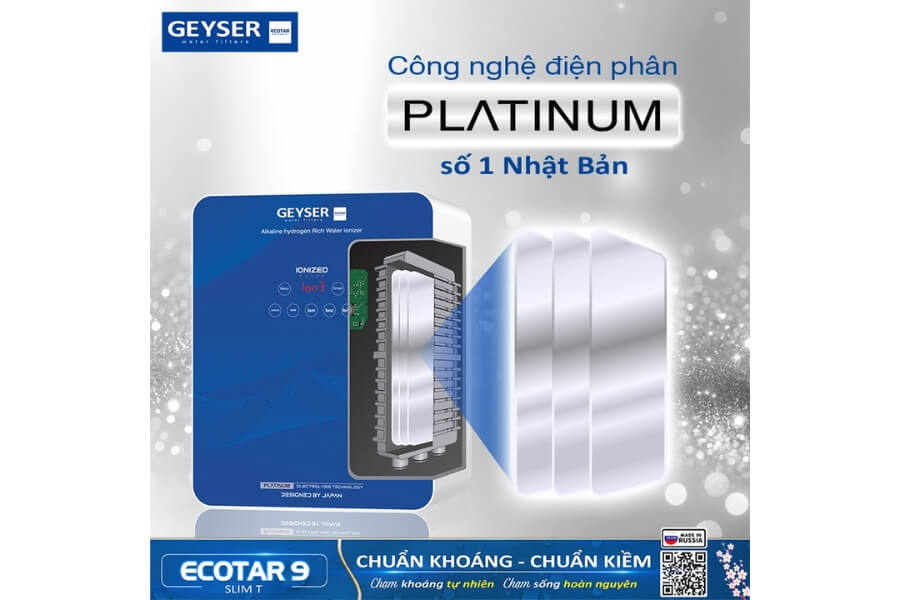 Máy lọc nước ion kiềm giàu hydro Geyser Ecotar 9 Slim T