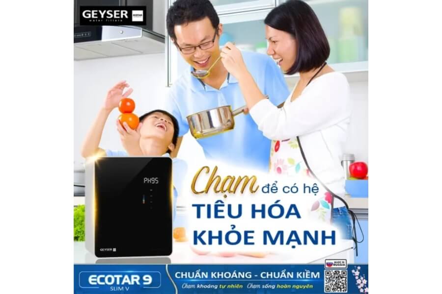 Máy lọc nước ion kiềm giàu hydro Geyser Ecotar 9 Slim V