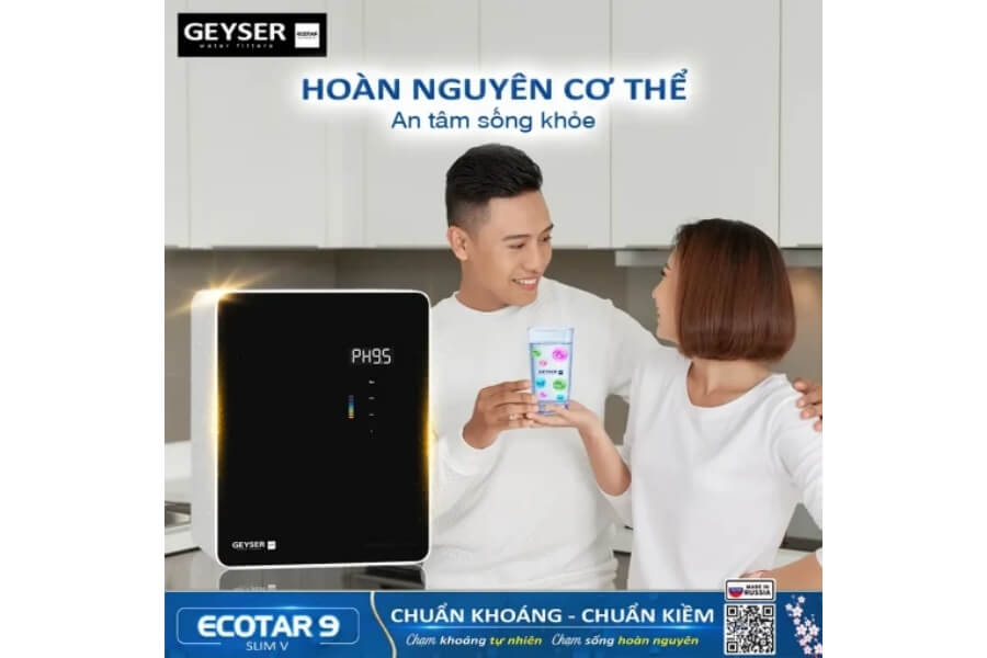 Máy lọc nước ion kiềm giàu hydro Geyser Ecotar 9 Slim V