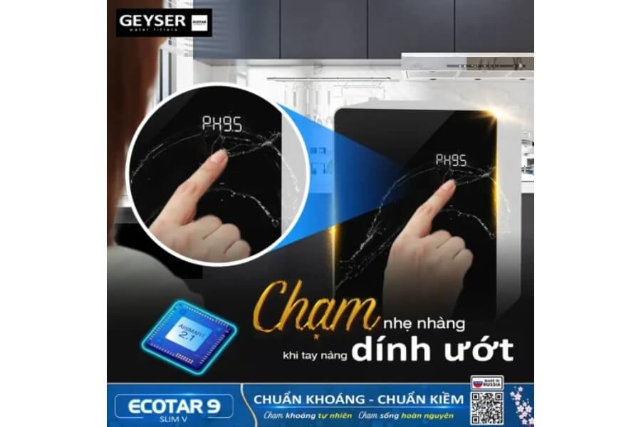 Máy lọc nước ion kiềm giàu hydro Geyser Ecotar 9 Slim V