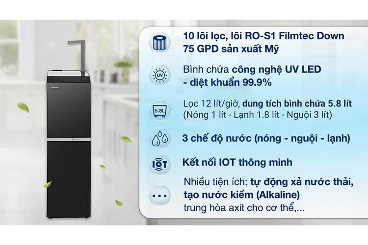 Máy lọc nước RO nóng nguội lạnh Toshiba TWP-W2396SVN(M) 10 lõi 