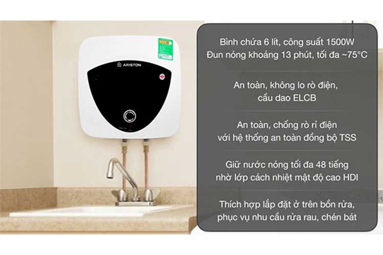 Máy nước nóng gián tiếp Ariston ANDRIS LUX 6 UE