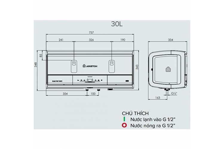 Máy nước nóng gián tiếp Ariston Slim 3 Top Wifi – 30 Lít