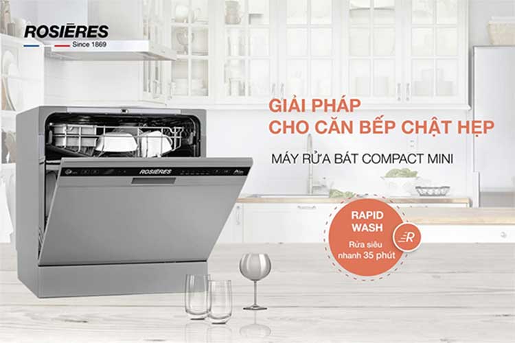 Máy rửa chén bát Rosieres Compact Mini 8 bộ RDCP 8S-04