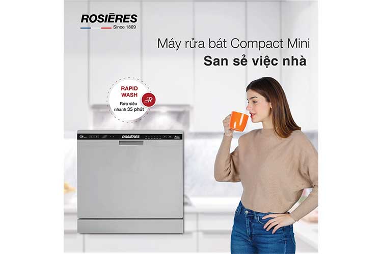 Máy rửa chén bát Rosieres Compact Mini 8 bộ RDCP 8S-04