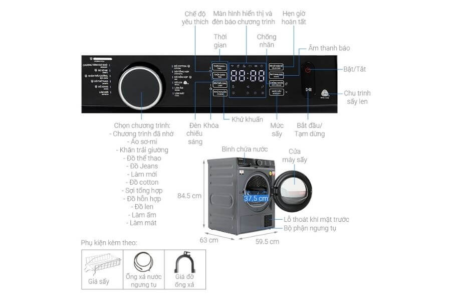 Máy sấy bơm nhiệt TOSHIBA TD-BK110GHV(MK) 10kg