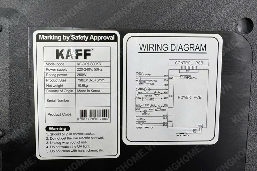 Máy sấy bát Kaff KF-DRD800KR New 2025 nhập khẩu Hàn Quốc.