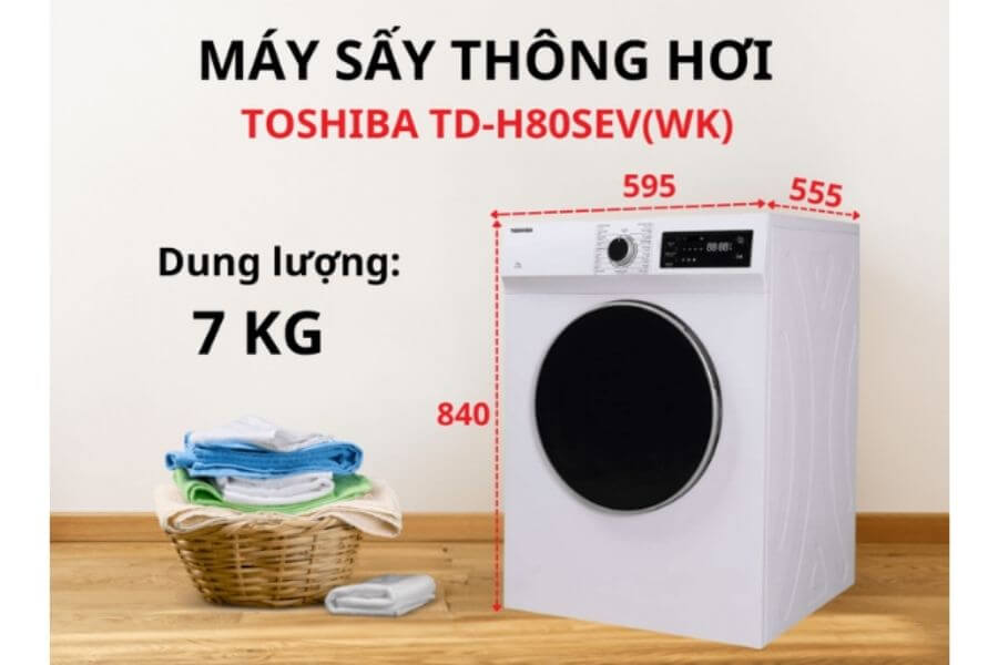 Máy sấy thông hơi TOSHIBA TD-H80SEV(WK)