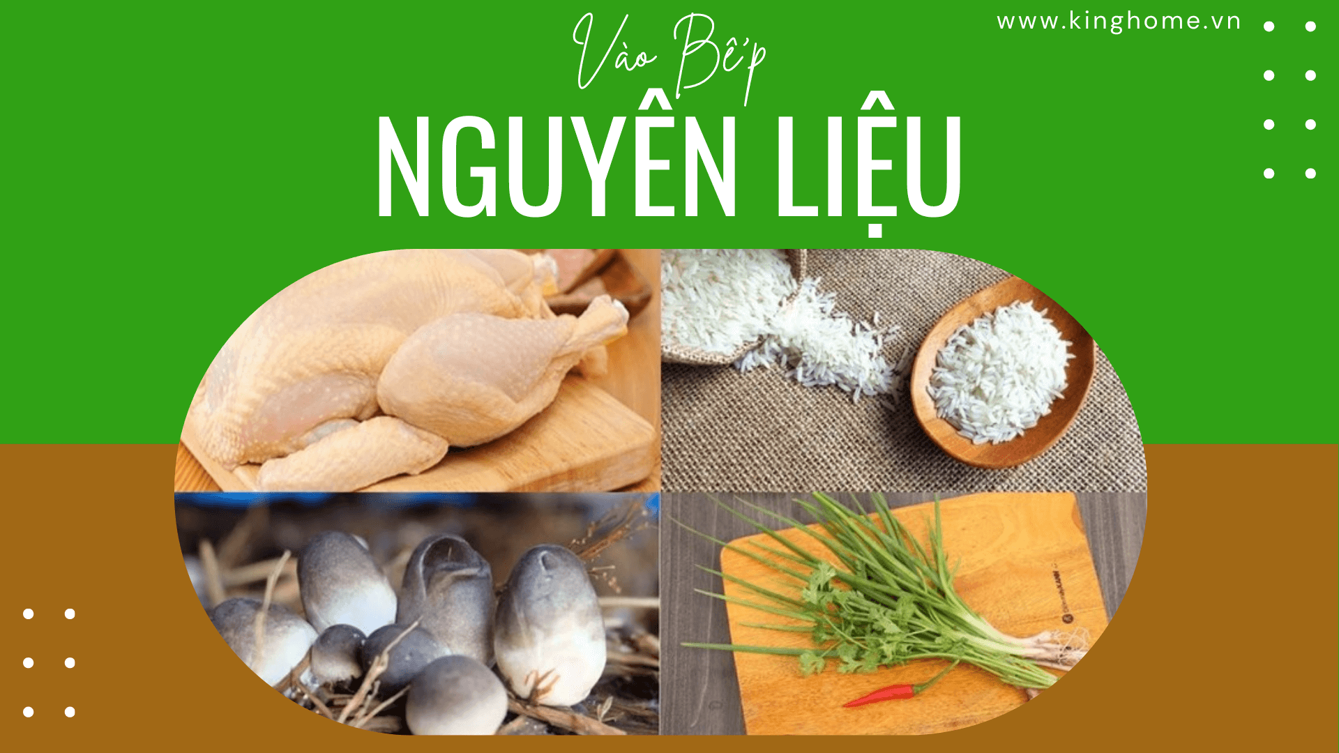 Nguyên liệu nấu Cháo gà nấm rơm nấu bằng nồi áp suất