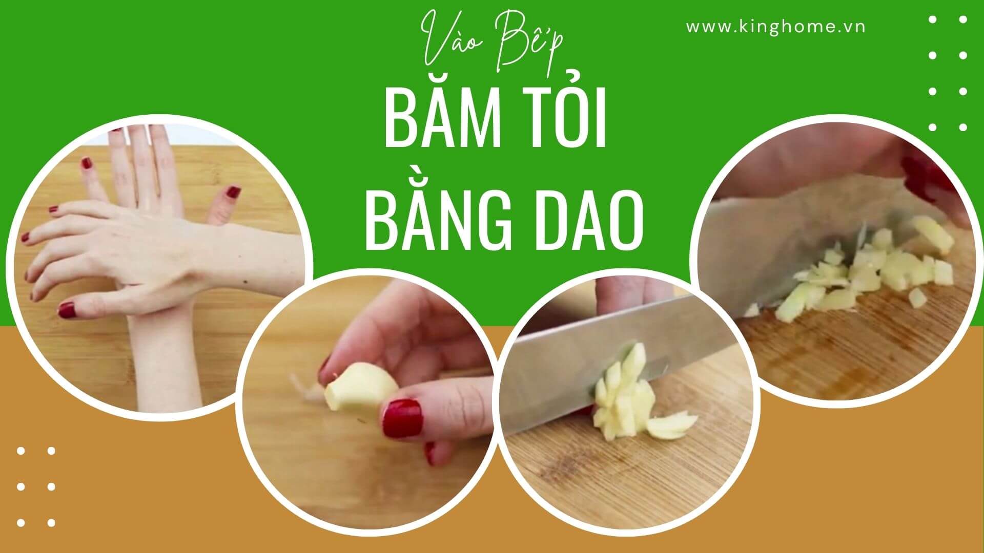 Băm tỏi bằng dao