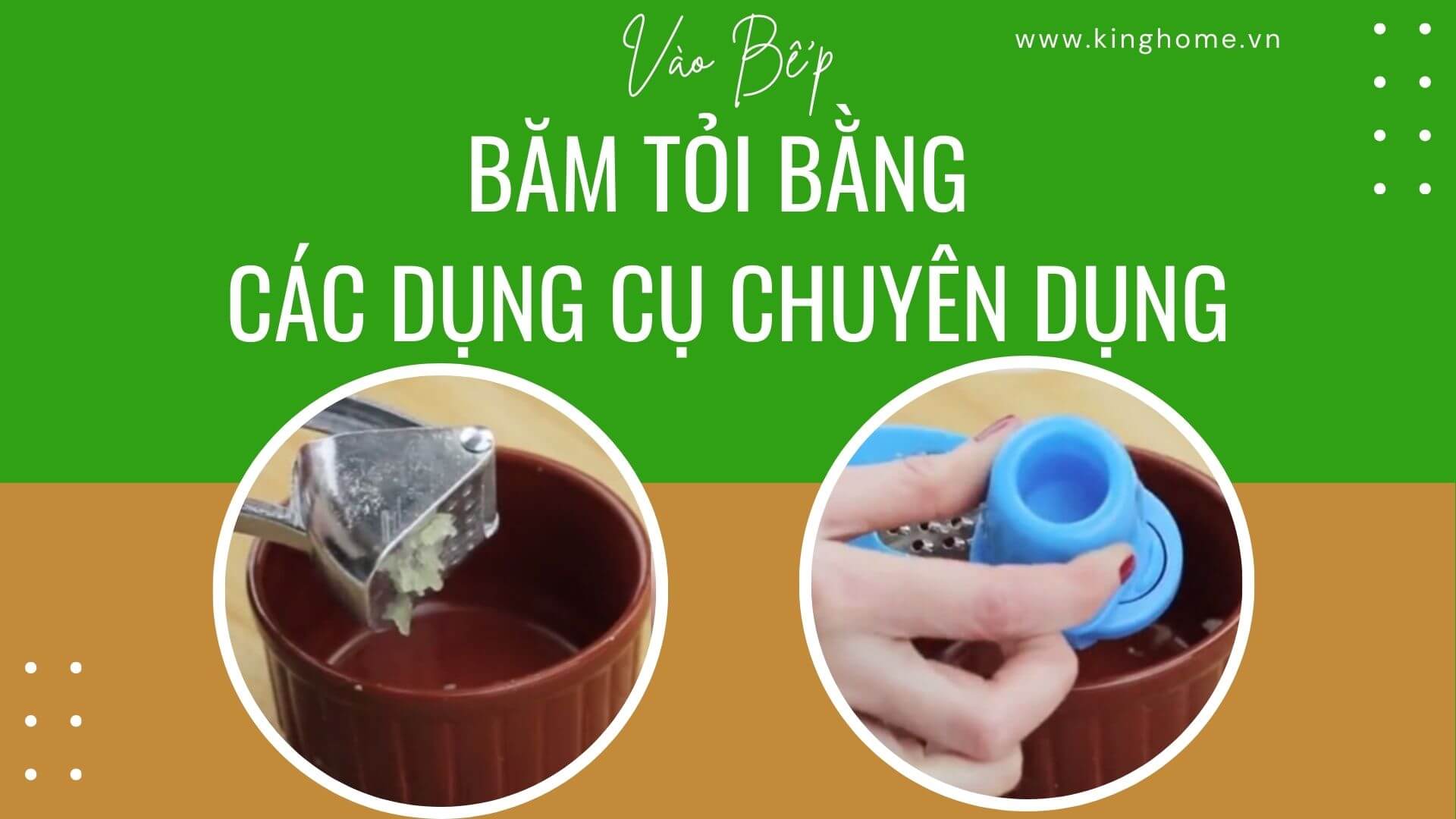 Băm tỏi bằng các dụng cụ chuyên dụng