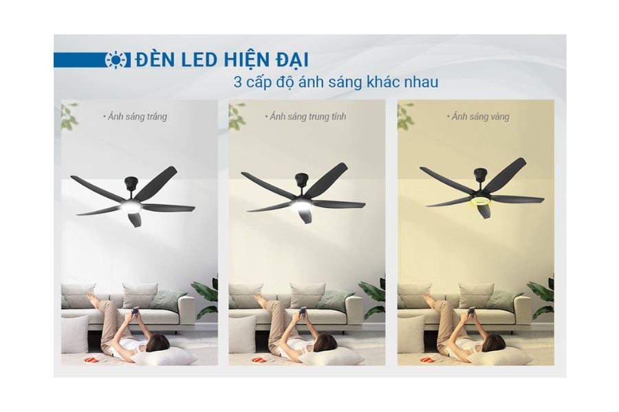 Quạt trần 5 cánh có đèn Sunhouse Apex APF7672B