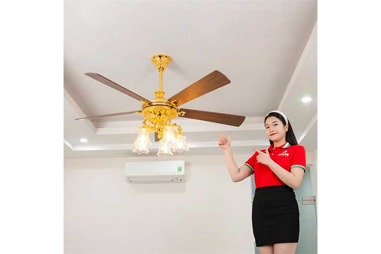 Quạt trần đèn chùm 5 cánh Milan FY963 – Mạ vàng 24K