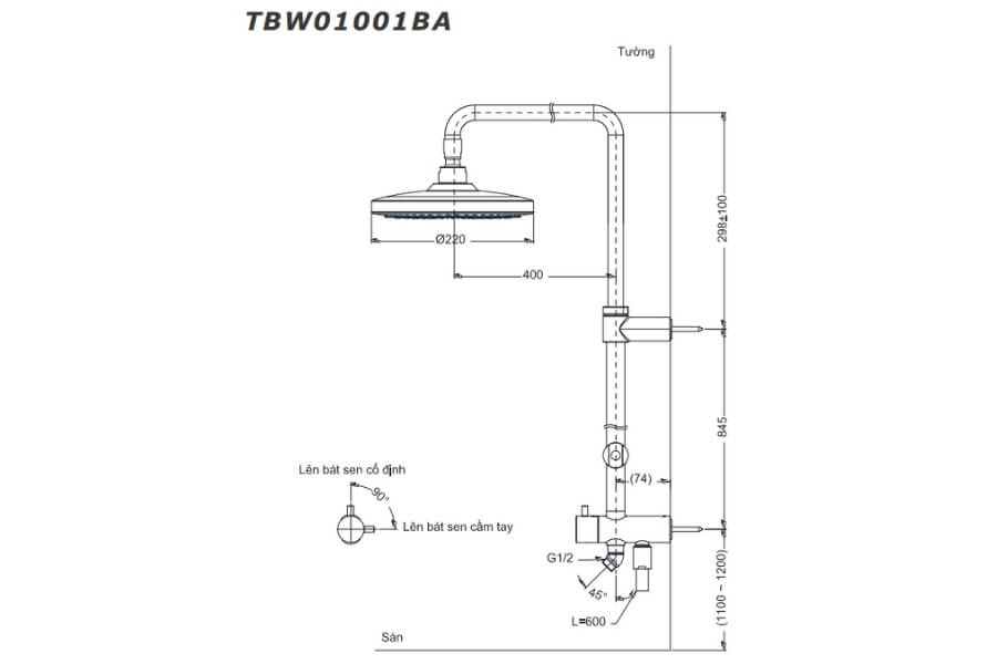 Sen tắm cây nóng lạnh Toto TBW01001BA