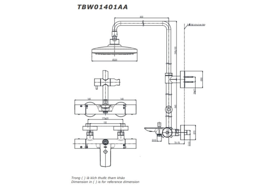 Sen tắm nhiệt độ kèm vòi xả bồn Toto TBW01401AA