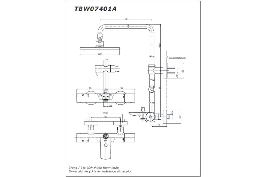 Sen tắm nhiệt độ kèm vòi xả bồn Toto TBW07401A