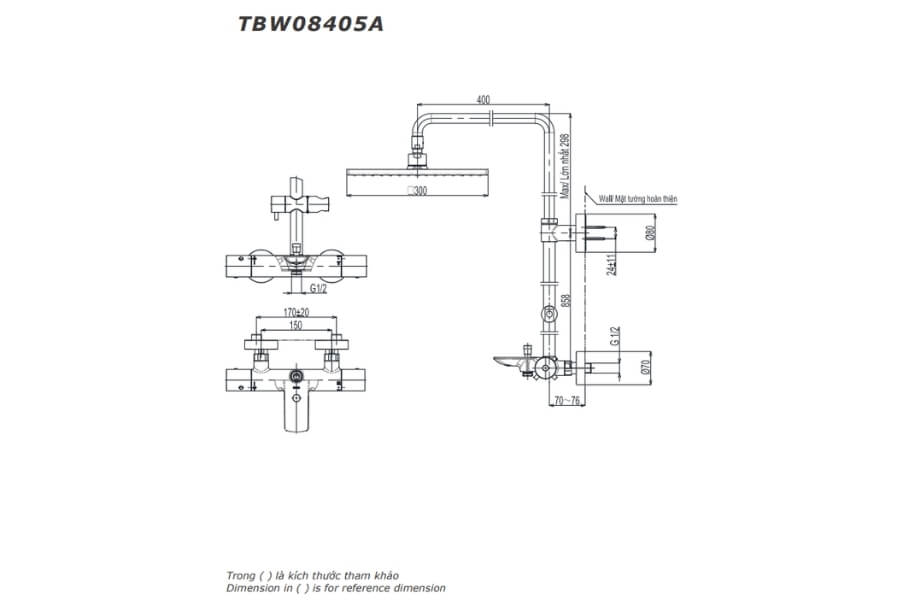 Sen tắm nhiệt độ kèm vòi xả bồn Toto TBW08405A