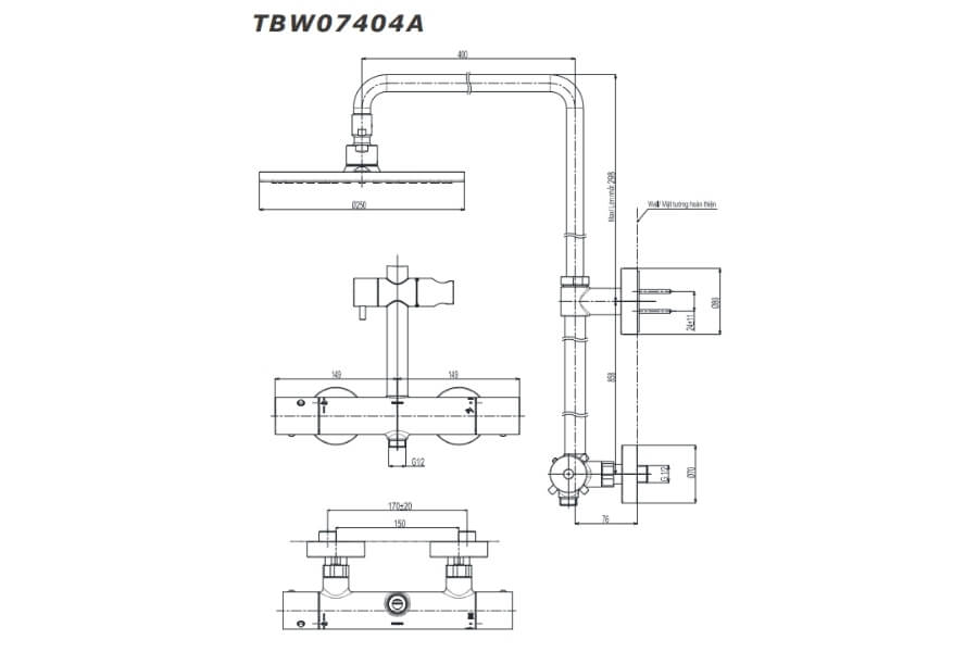 Sen tắm nhiệt độ Toto TBW07404A