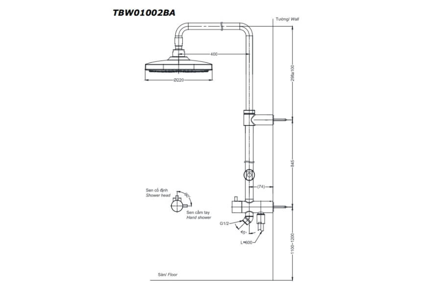 Sen tắm nóng lạnh Toto TBW01002BA