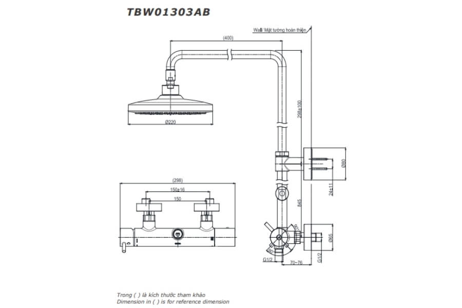 Sen tắm nóng lạnh Toto TBW01303AB