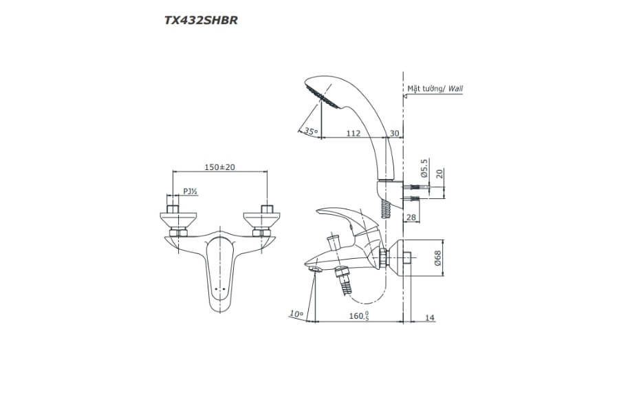 Sen tắm nóng lạnh Toto TX432SHBR