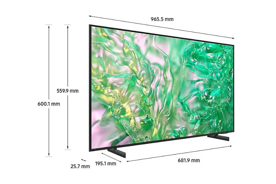 Kích thước Smart Tivi Samsung 4K 43 inch UA43DU8000